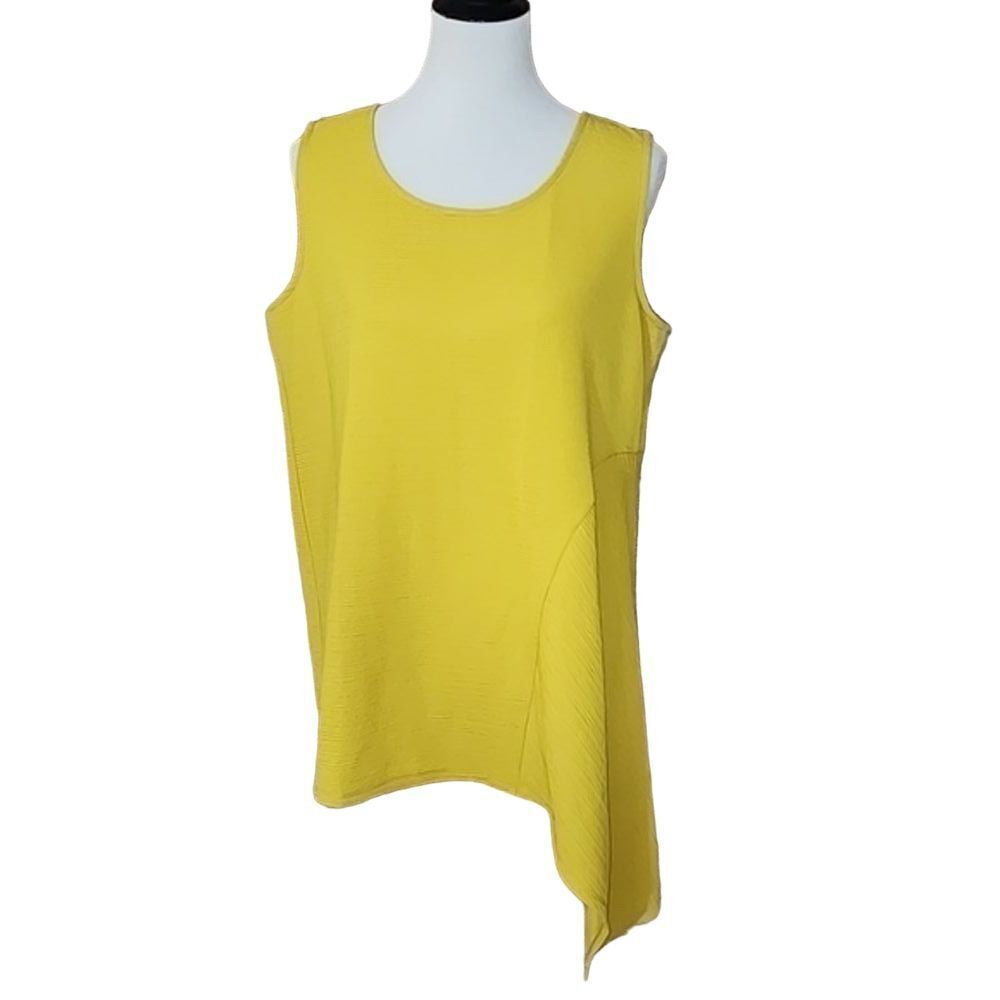 NWT Alfani Yellow Asymmetrical Sleeveless Top‎ Size 1X